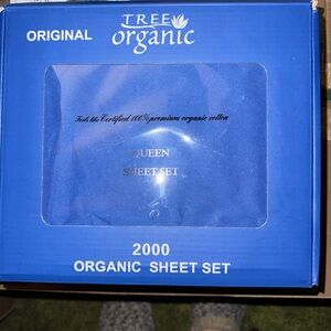 Tree Organic Blue Queen Sheet Set